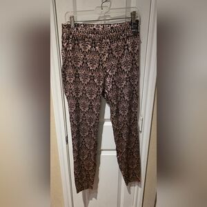 New York & Co. Pink and Black Damask Stretch Pants M